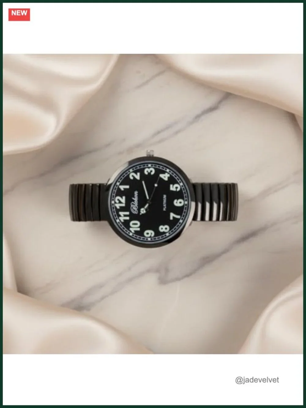 Large Face Stretch Band Watch with Luminous Hands and Numbers, Japanese Quartz